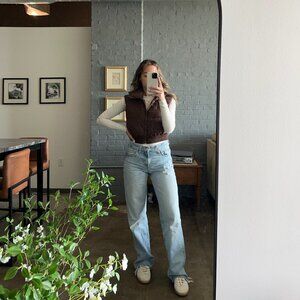 Brown Cropped Puffer Vest